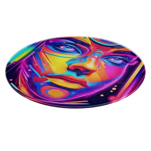 Electric Dreamscape Psychedelic Portrait Schneidebrett (Ecke)