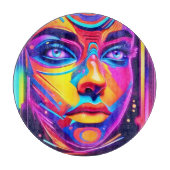 Electric Dreamscape Psychedelic Portrait Schneidebrett (Vorderseite)