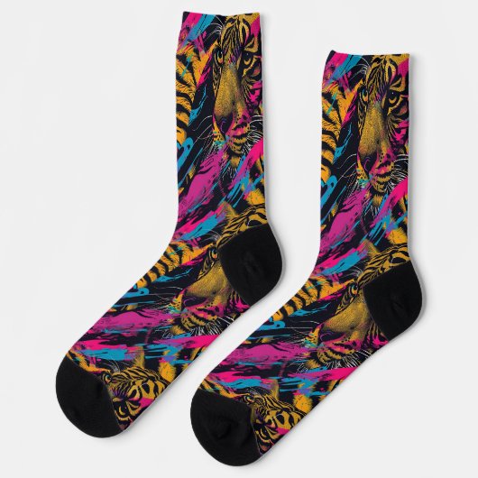 Electric Dschungel - Fierce Psychedelic Tiger Socken (Linkes Detail)