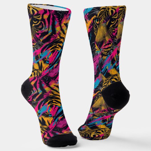 Electric Dschungel - Fierce Psychedelic Tiger Socken (Gewinkelt)