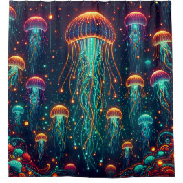 "Electric Elegance: Aquatic Radiance" Duschvorhang