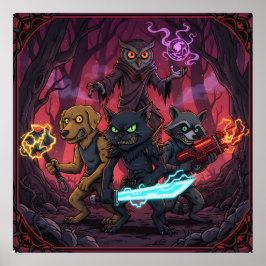 Electric Fantasy Animal Warrior Art Poster