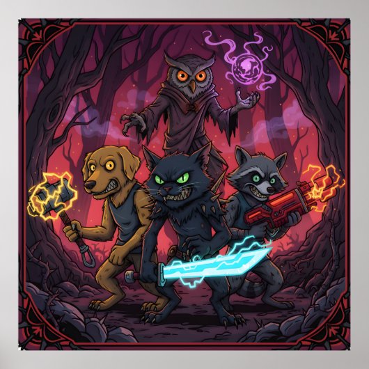 Electric Fantasy Animal Warrior Art Poster (Vorne)