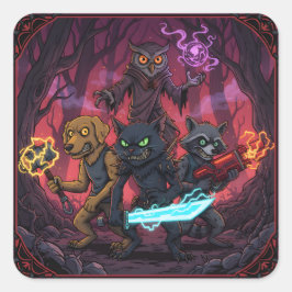 Electric Fantasy Animal Warrior Art Quadratischer Aufkleber