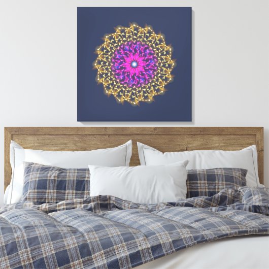 Electric Flower – Symmetrical Color Wave Leinwanddruck (Insitu (Schlafzimmer))