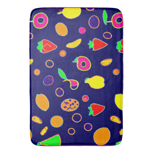 Electric Fruit Fiesta Design Badematte (Vorderseite Vertikal)