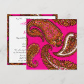 Electric Fuscia Paisley Wedding Einladung (Vorne/Hinten)