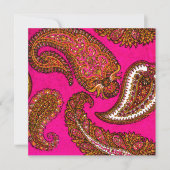 Electric Fuscia Paisley Wedding Einladung (Vorderseite)