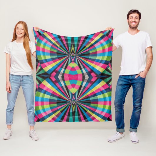 Electric Geometry Radio Waves & Sunrays Art Deco Fleecedecke (Beispiel)