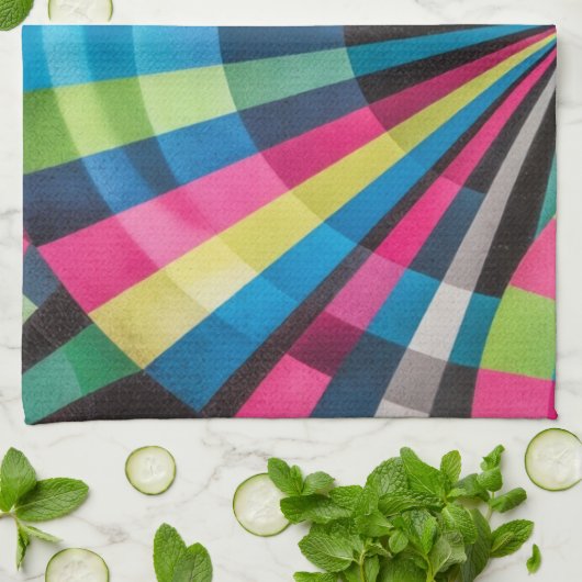 Electric Geometry Radio Waves & Sunrays Art Deco Geschirrtuch (Gefaltet)