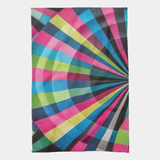 Electric Geometry Radio Waves & Sunrays Art Deco Geschirrtuch (Vertikal)