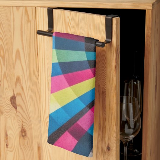 Electric Geometry Radio Waves & Sunrays Art Deco Geschirrtuch (Drittel gefaltet)