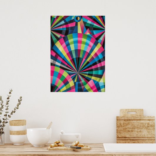 Electric Geometry Radio Waves & Sunrays Art Deco Poster (Küche)