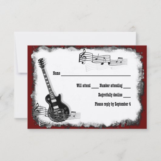 Electric Gitarre Black Red Music UAWG RSVP Karte (Vorderseite)