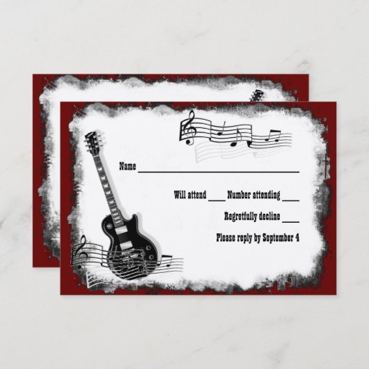 Electric Gitarre Black Red Music UAWG RSVP Karte (Vorne/Hinten)
