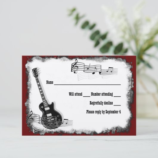Electric Gitarre Black Red Music UAWG RSVP Karte (Stehend Vorderseite)