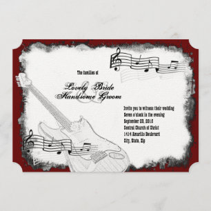 Electric Gitarre Black Red White Music Wedding Einladung