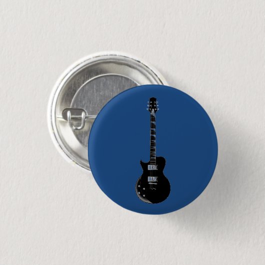 Electric Gitarre Blue Black Pop Art Button (Vorne & Hinten)