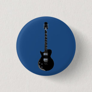 Electric Gitarre Blue Black Pop Art Button