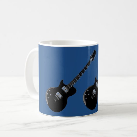 Electric Gitarre Blue Black Pop Art Kaffeetasse (Vorderseite Links)