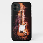 Electric Gitarre Musician Flaming Black Typografy Case-Mate iPhone Hülle (Rückseite)