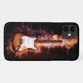 Electric Gitarre Musician Flaming Black Typografy Case-Mate iPhone Hülle (Rückseite (Horizontal))