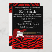 Electric Gitarre Red zum Geburtstag Einladung #3 (Vorne/Hinten)