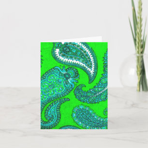 Electric Green & Aqua Paisley Mitteilungskarten
