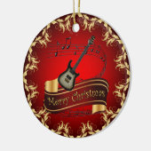 Electric Guitar 02-Musical Scroll-Merry Christmas~ Keramik Ornament (Links)