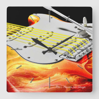 Electric Guitar Art 2 Wall Clocks Options Quadratische Wanduhr