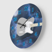 Electric Guitar Blue Große Wanduhr (Winkel)