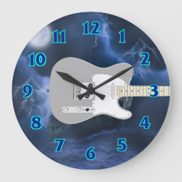 Electric Guitar Blue Große Wanduhr