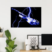 Electric Guitar Blue Poster (Heimbüro)
