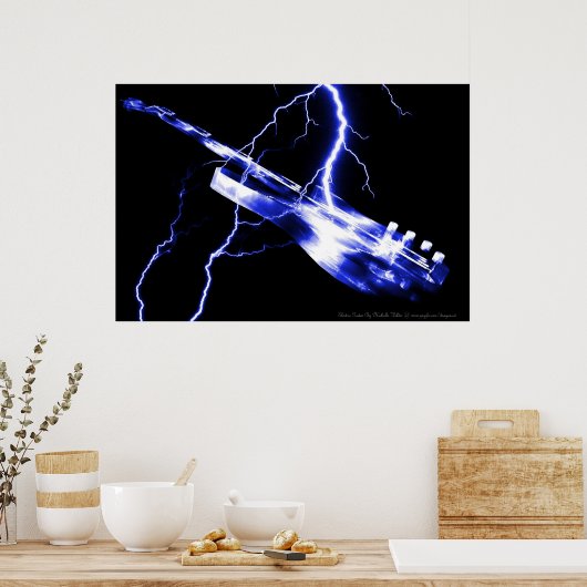 Electric Guitar Blue Poster (Küche)