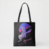 Electric Guitar Cat Vaporwave 80er 90er Music Love Tasche (Vorderseite)