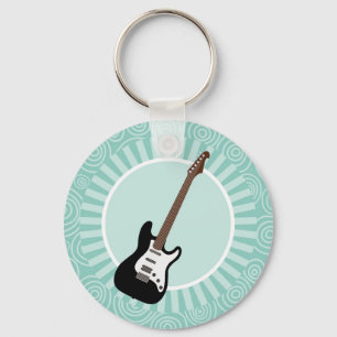 Electric Guitar Fun Turquoise Swirl Music Schlüsselanhänger