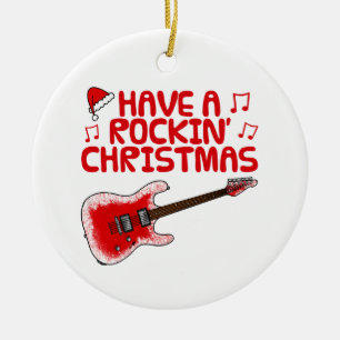 Electric Guitar Gitarre Weihnachtsdekoration Keramik Ornament