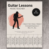 Electric Guitar Lessons Tear Off Strips Flyer