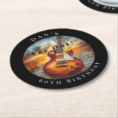 Electric Guitar Ocean Sunset Music Notes Runder Pappuntersetzer (Angewinkelt)