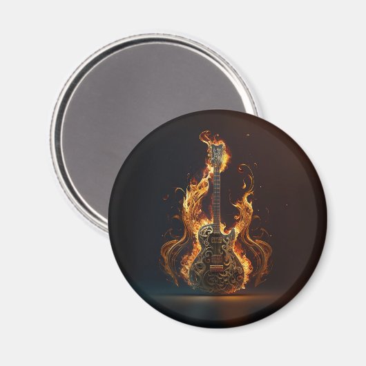 Electric guitar on fire                            magnet (Vorderseite/Rückseite)