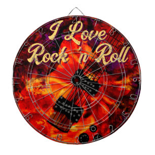 Electric Guitar on Fire Red Black Liebe Rock'n'Rol Dartscheibe