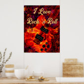 Electric Guitar on Fire Red Black Liebe Rock'n'Rol Poster (Küche)