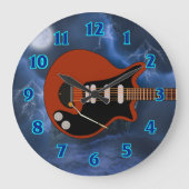 Electric Guitar Player Große Wanduhr (Vorderseite)