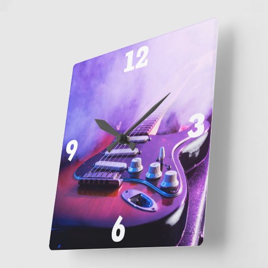 Electric Guitar Quadratische Wanduhr (Winkel)