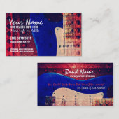 Electric Guitar Red/Blue Music Business Card Visitenkarte (Vorne/Hinten)