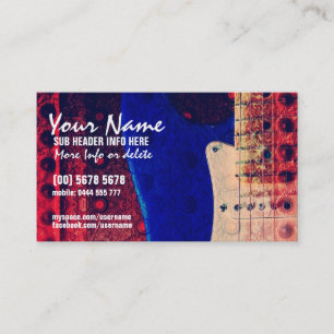 Electric Guitar Red/Blue Music Business Card Visitenkarte
