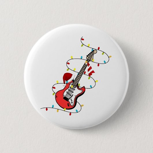 Electric Guitar Santa Claus Music Christmas Lover Button (Vorderseite)