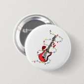 Electric Guitar Santa Claus Music Christmas Lover Button (Vorne & Hinten)