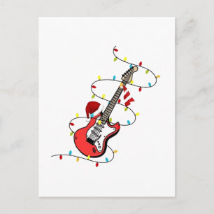 Electric Guitar Santa Claus Music Christmas Lover Einladungspostkarte