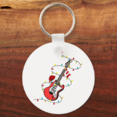Electric Guitar Santa Claus Music Christmas Lover Schlüsselanhänger (Vorderseite)